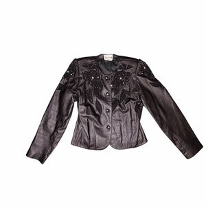 Bagatelle Black Embellished Leather Jacket